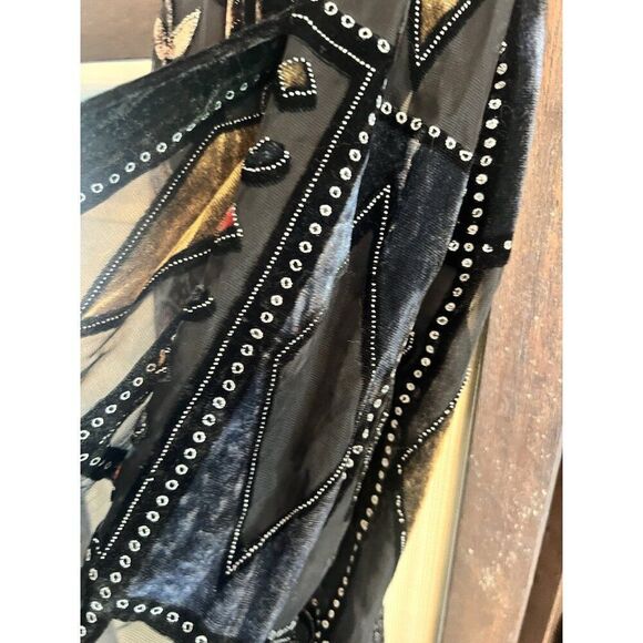 Vintage Retro Lot 3 Geometric Velvet Burnout Scarf - Picture 6 of 8